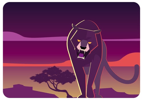 A Black Panther Walking Vector