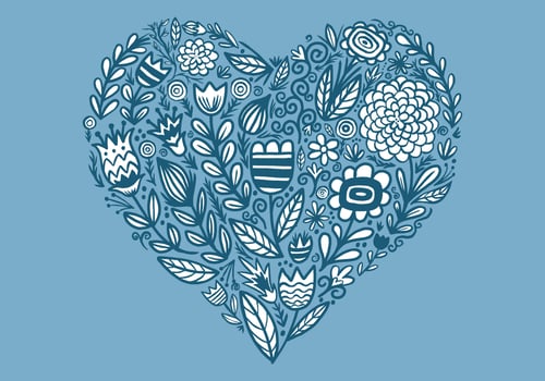 floral heart shape vector
