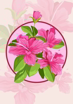 Azalea Flowers And Leaves vector