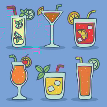 Cocktail On Blue Vector