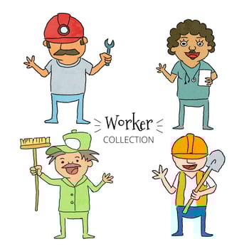 Cute Workers Set Collection vector