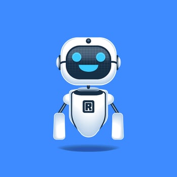 Robot Cheerful Isolated On Blue Background Concept Illustration vector