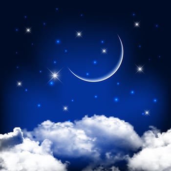 Night sky background with moon above clouds vector