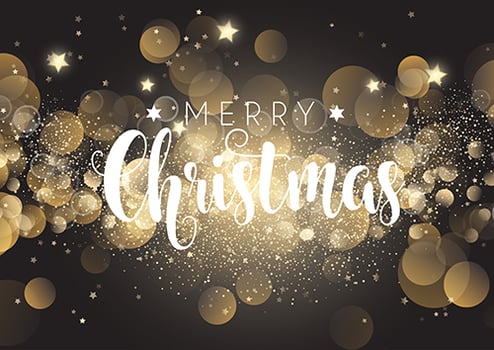 Christmas background of bokeh lights vector
