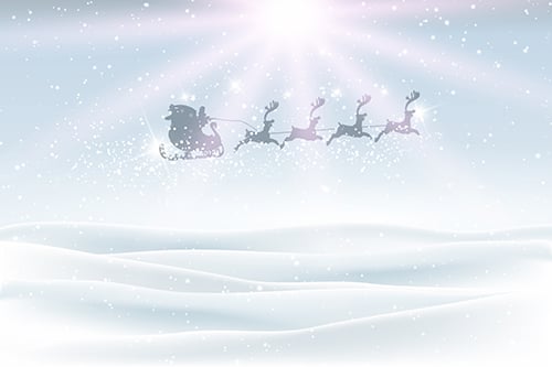 Winter landscape with santa flying in the sky  vector
