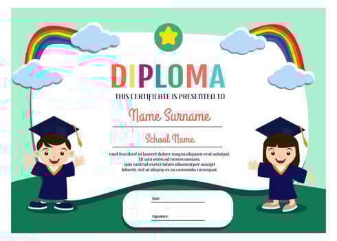 Kindergarten Diploma Template Vector