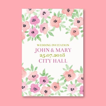 Vector Watercolor Wedding Card