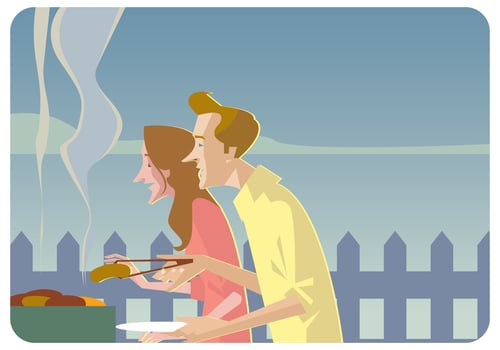 Barbeque Couple Party Vector