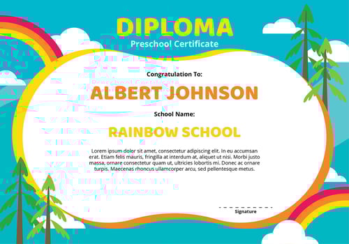 Diploma Preschool Certificate Template vector