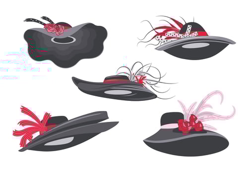 Black and White Style Derby Hats Set Fashion for Woman vector