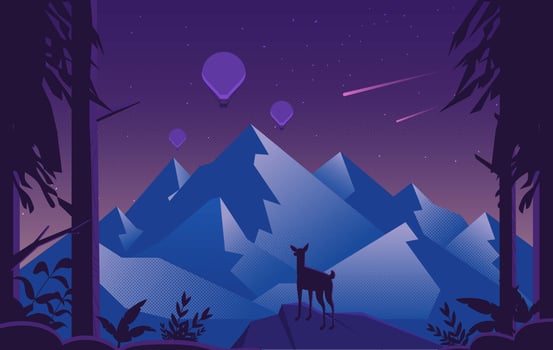 Vector Purple Landscape Illustration