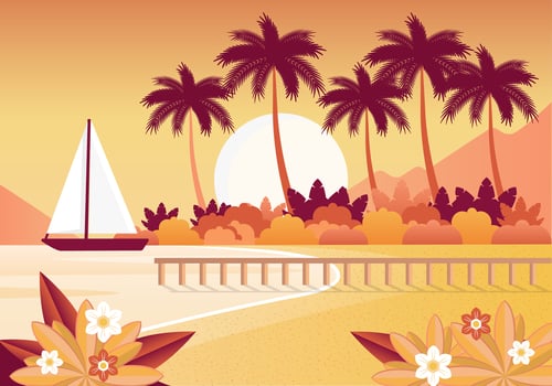 Beautiful Sunset Landscape Background vector