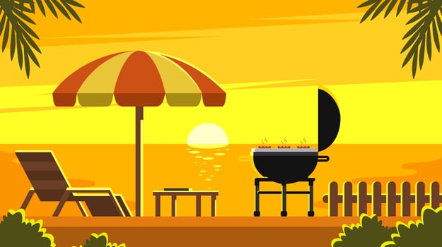 Sunset Backyard Barbecue Vector