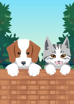 Puppies And Kittens Portrait vector