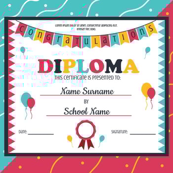 Kindergarten Diploma Template Vector 