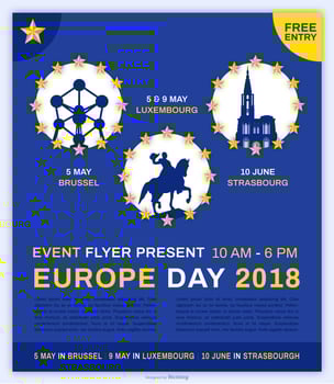 Europe Day Event Flyer Vector Template
