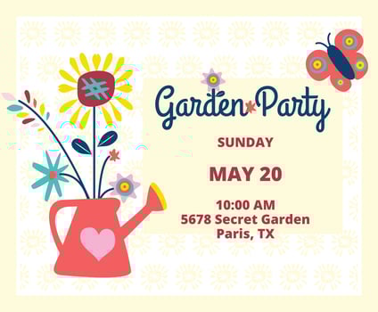 Cute Garden Party Invitation Vector