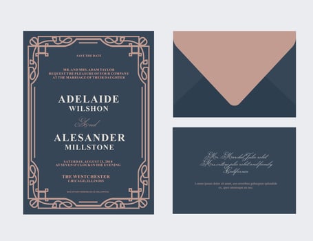 Art Deco Wedding Card vector