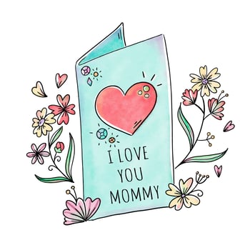 Cute Greeting Card With Flowers And Leaves To Mother's Day vector