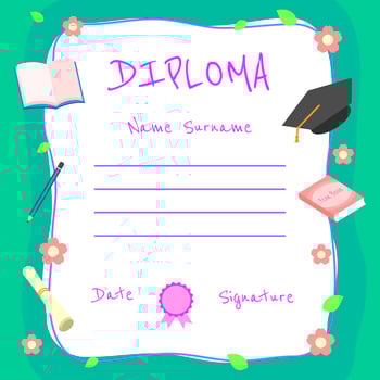 Girly Kindergarten Diploma Certificate Vector