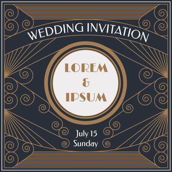 Elegant Art Deco Wedding Invitation Vector 