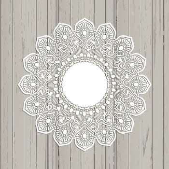 Lace style mandala on a wooden background vector