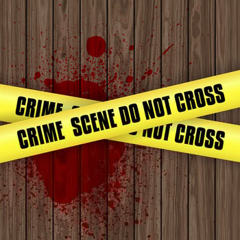 Blood splattered crime scene background vector