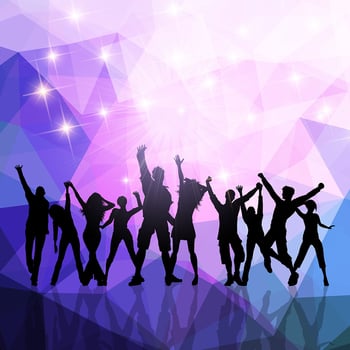 Party crowd on a low poly background vector