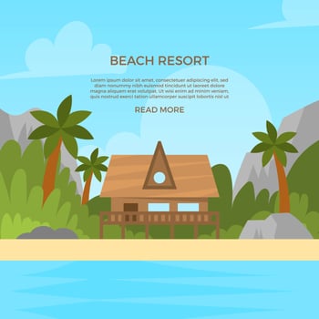 Flat Beach Resort Vector Illustration