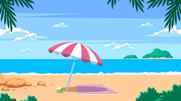 Beach Resort Landscape Vector