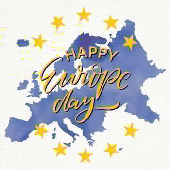 Europe Day with Map Watercolour Background Vector