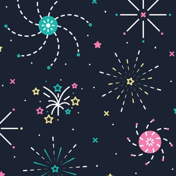 Starry Sky With Fireworks vector