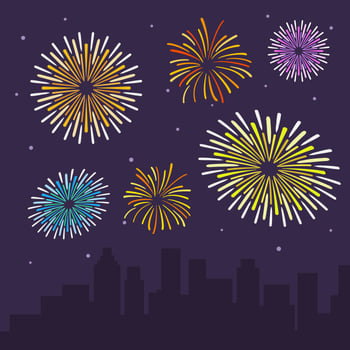 Flat Fireworks Vector Illustration