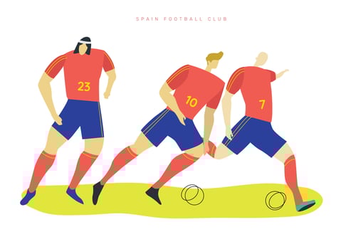 Spanish Soccer Characters Vector Flat Illustration