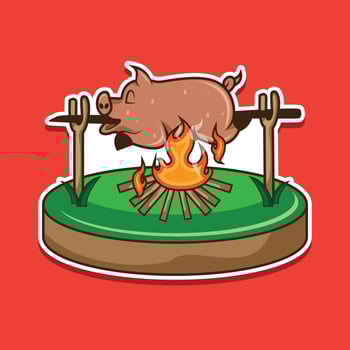 Pig Roast Sticker Vector