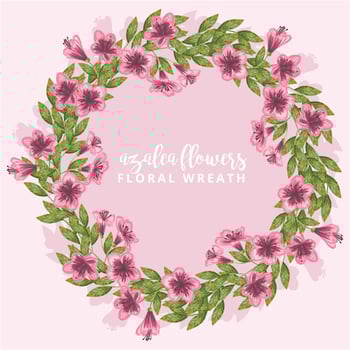 Vector Hand Drawn Azalea Flowers Wreath