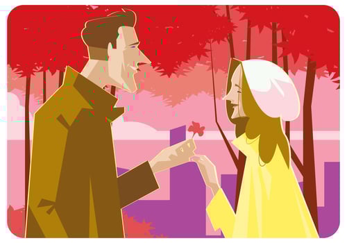 Romantic Couple at Springtime Vector