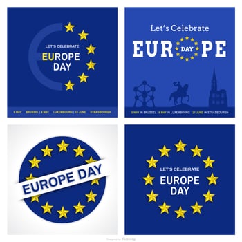 Europe Day Vector Cards Set