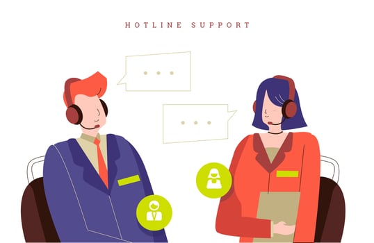 Customer Service Agent at Call Center Office Vector Illustration
