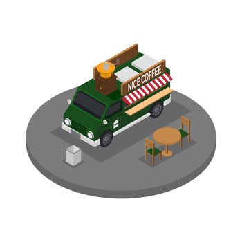 Food Truck Isometric Vector