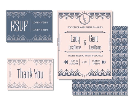 Art Deco Wedding Card Template vector