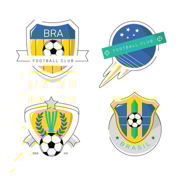 Vintage Brazilian Soccer Patch Logo Flat Vector Illustration