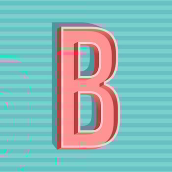 3D Vintage Letter B Typography Vector