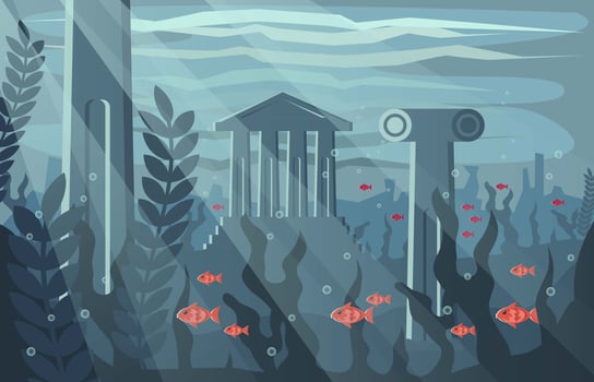 City Of Atlantis Flat Illustration Vector