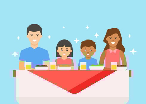 Happy Multiethnic Family Having Dinner  vector