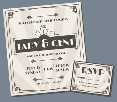 Art Deco Wedding Invitation Design Vector 