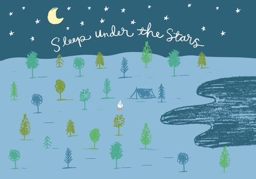 sleep under the stars camping illustration vector