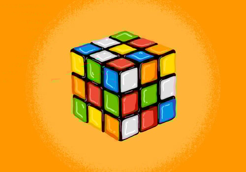 retro rubik's cube illustration vector