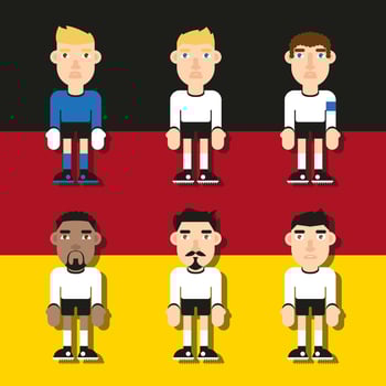 German Soccer Characters Flat Illustrations Vector