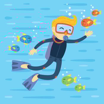 Flat Scuba Diving Vector